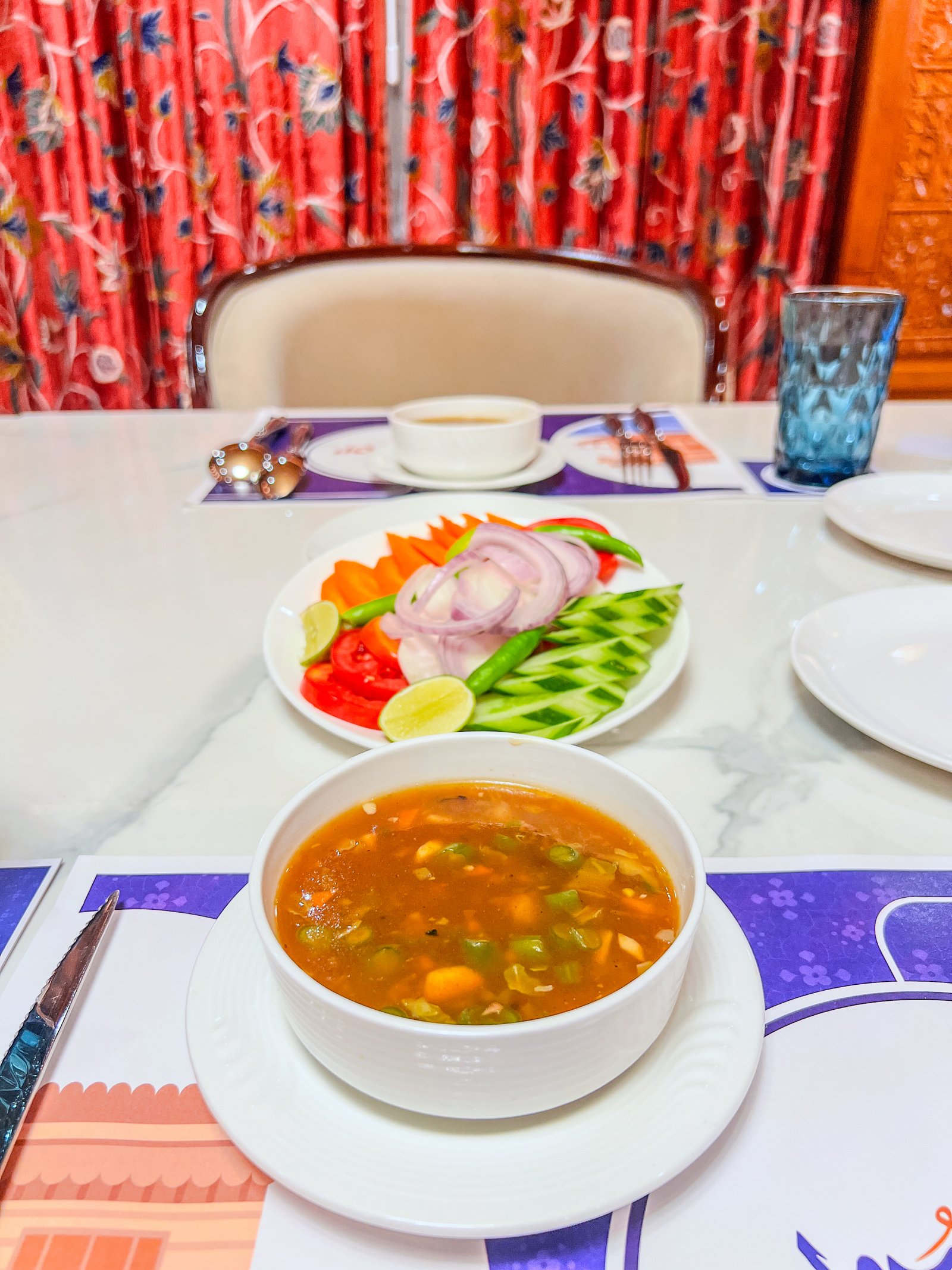 Kashmiri cuisine served at Suroor houseboat Dal Lake dining room