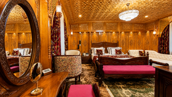 Premium Room interior - 5 star luxury houseboat in Srinagar Dal Lake